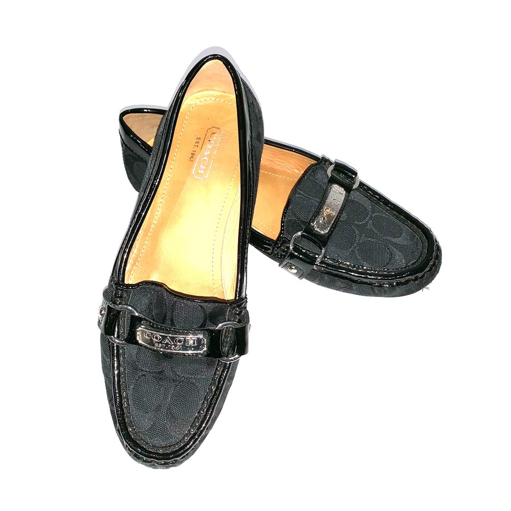 😊Coach Black Monogram "Felisha" Loafers😊